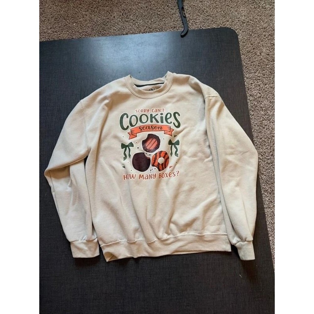 Girl Scout Cookie Season Sweatshirt Crewneck Size Adult Medium Cozy Cute